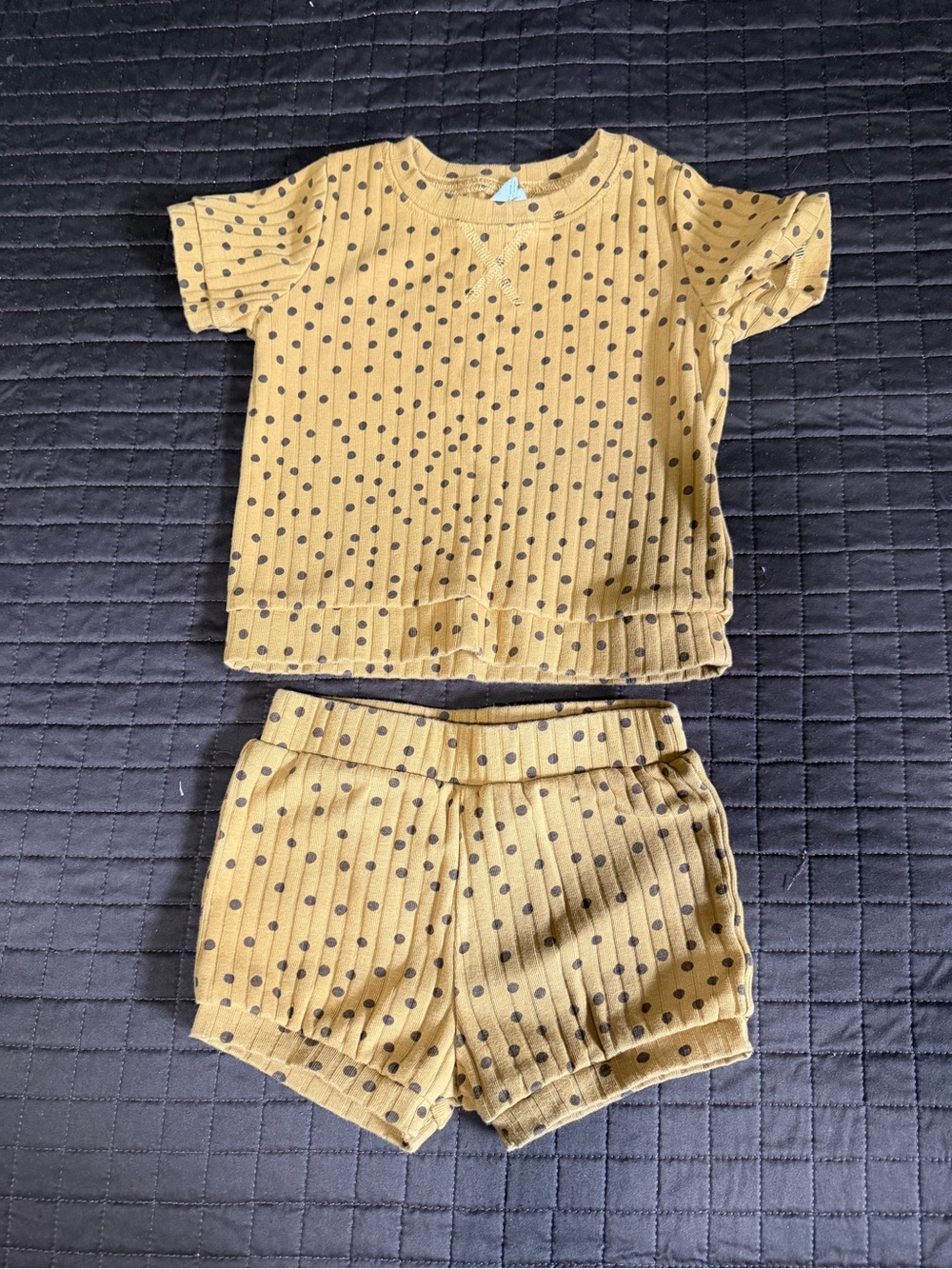Kate Quinn shortie set | honey mustard dot | 18-24m